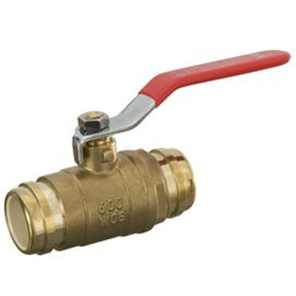 1-Piece Ball Valve, 3/4 in, CPVC, Full Port, Plated Brass Ball, Brass