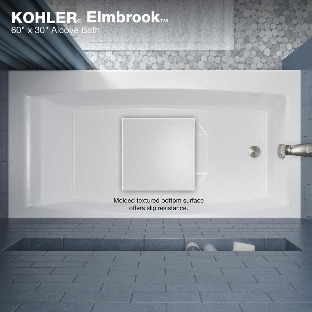 Elmbrook 60 in. x 30.25 in. Soaking Bathtub with Right-Hand Drain in White