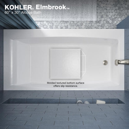 Elmbrook 60 in. x 30.25 in. Soaking Bathtub with Right-Hand Drain in White