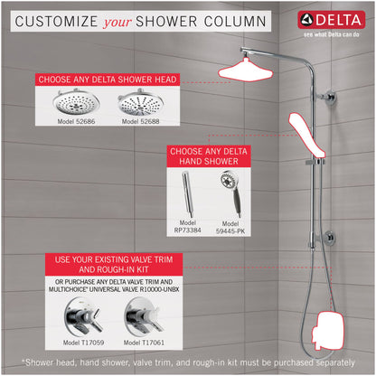 Emerge 26" Round Shower Column with Hose and Integrated Diverter - Less Shower Head and Hand Shower