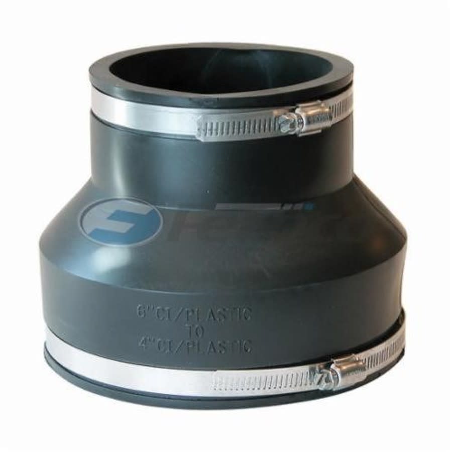 Transition Coupling, 6 x 4 in, Cast Iron/Plastic x Cast Iron/Plastic, Flexible PVC