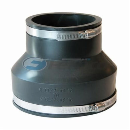 Transition Coupling, 6 x 4 in, Cast Iron/Plastic x Cast Iron/Plastic, Flexible PVC