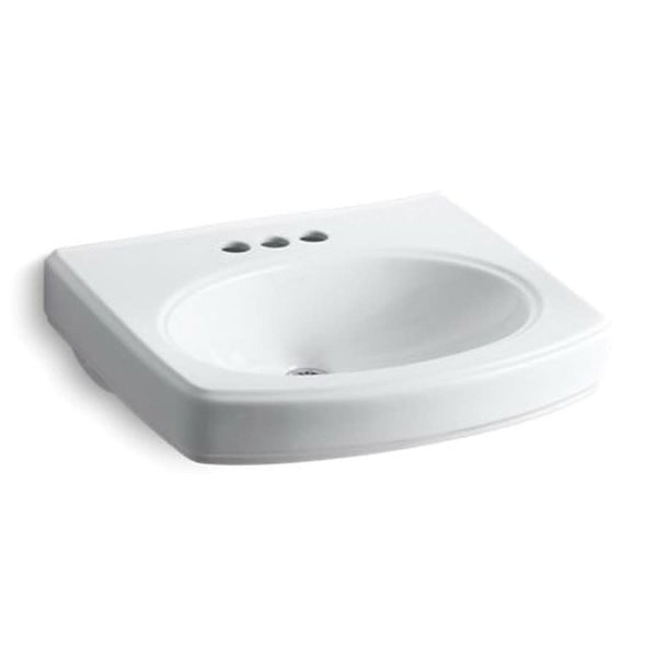 Pinoir® Wall Mount Lavatory Sink, ADA, 22 x 18 x 7 in, Vitreous China, White