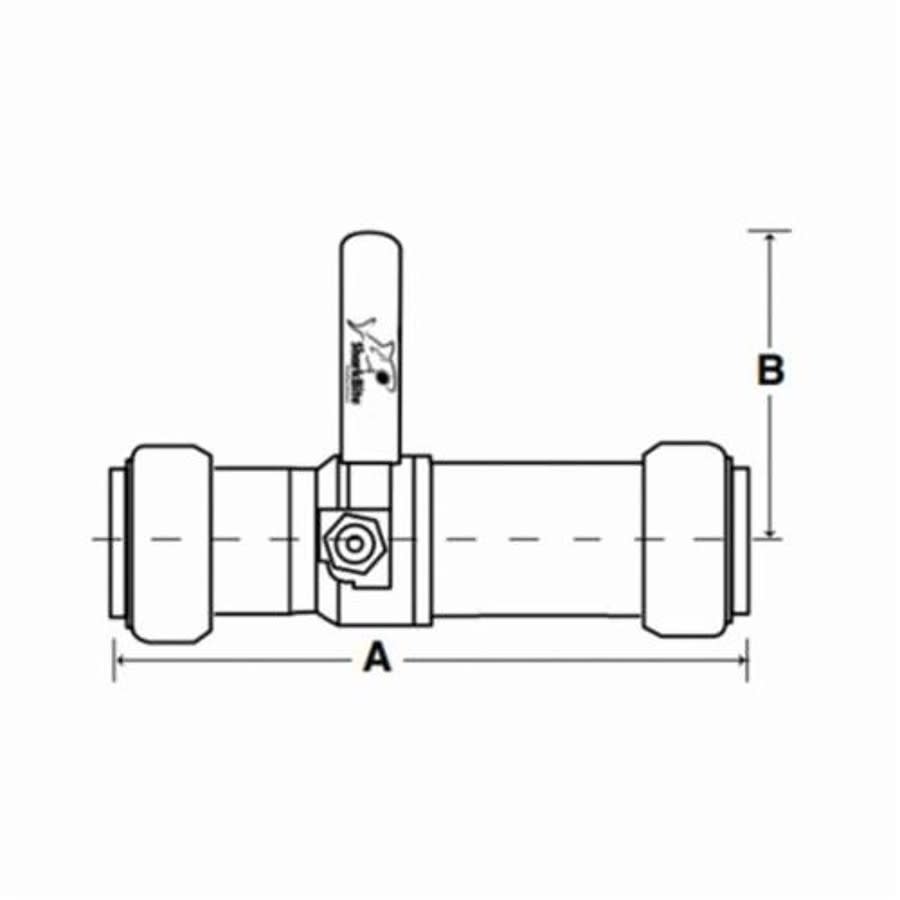 1-Piece Ball Valve, 3/4 in, Push, Full Port, Brass Ball, Brass