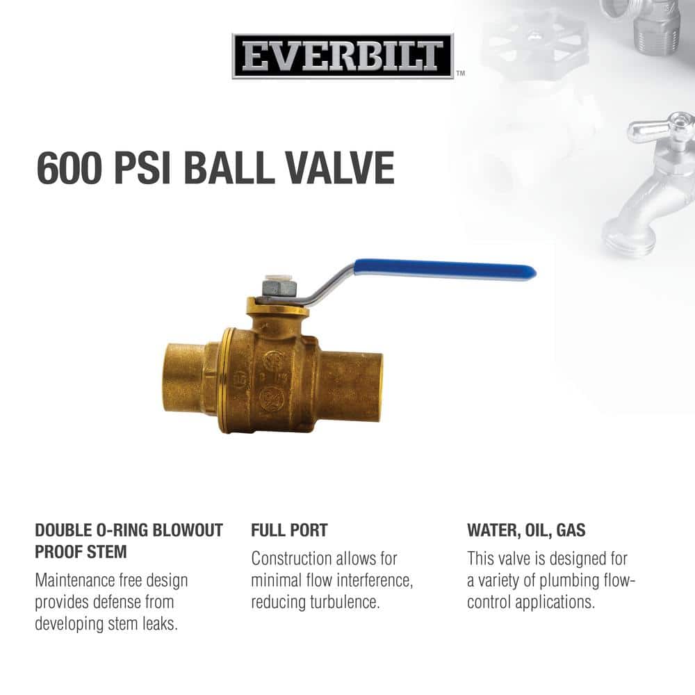 3/4 in. Brass Sweat x Sweat Full Port Ball Valve