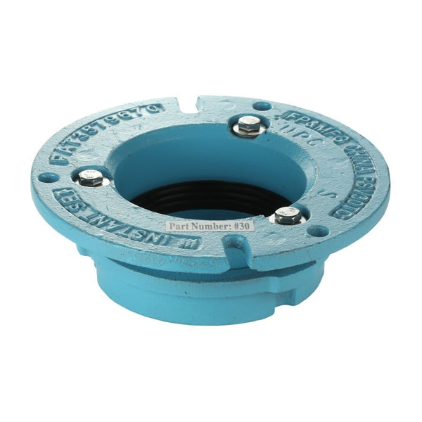 Closet Flange, 3 in, Instant Set, 6-7/8 in OD, Cast Iron, Blue
