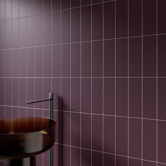 Color Wheel Linear Matte Plum Crazy Rectangle 4X12 Matte