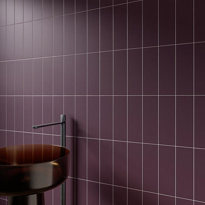 Color Wheel Linear Matte Plum Crazy Rectangle 4X12 Matte