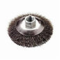 Bevel Wheel Brush, 4 in Dia Brush, 0.014 in Dia Crimped Filament/Wire, 5/8-11 Arbor Hole
