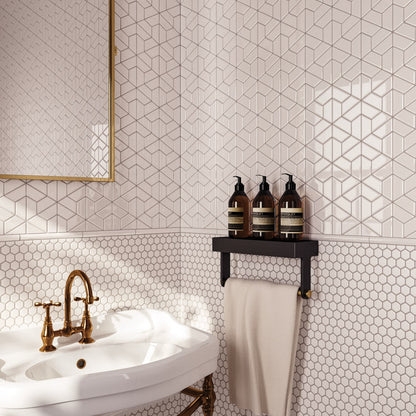 Le Cafe White 1x1 Hexagon Mosaic Gloss