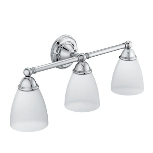 3 Light Bathroom Vanity Light with Frosted Shades from the Brantford Collection