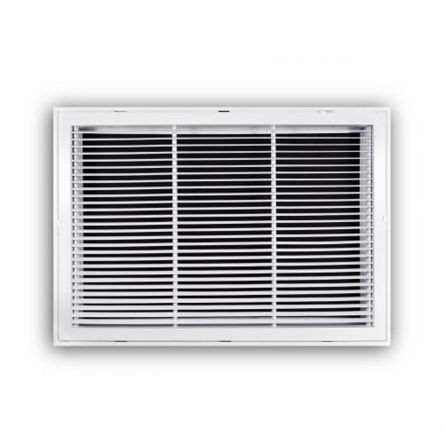 Fixed Bar Type Return Filter Grille, 30 x 20 in, 30 deg Pitch, 2 in Filter, Steel, White
