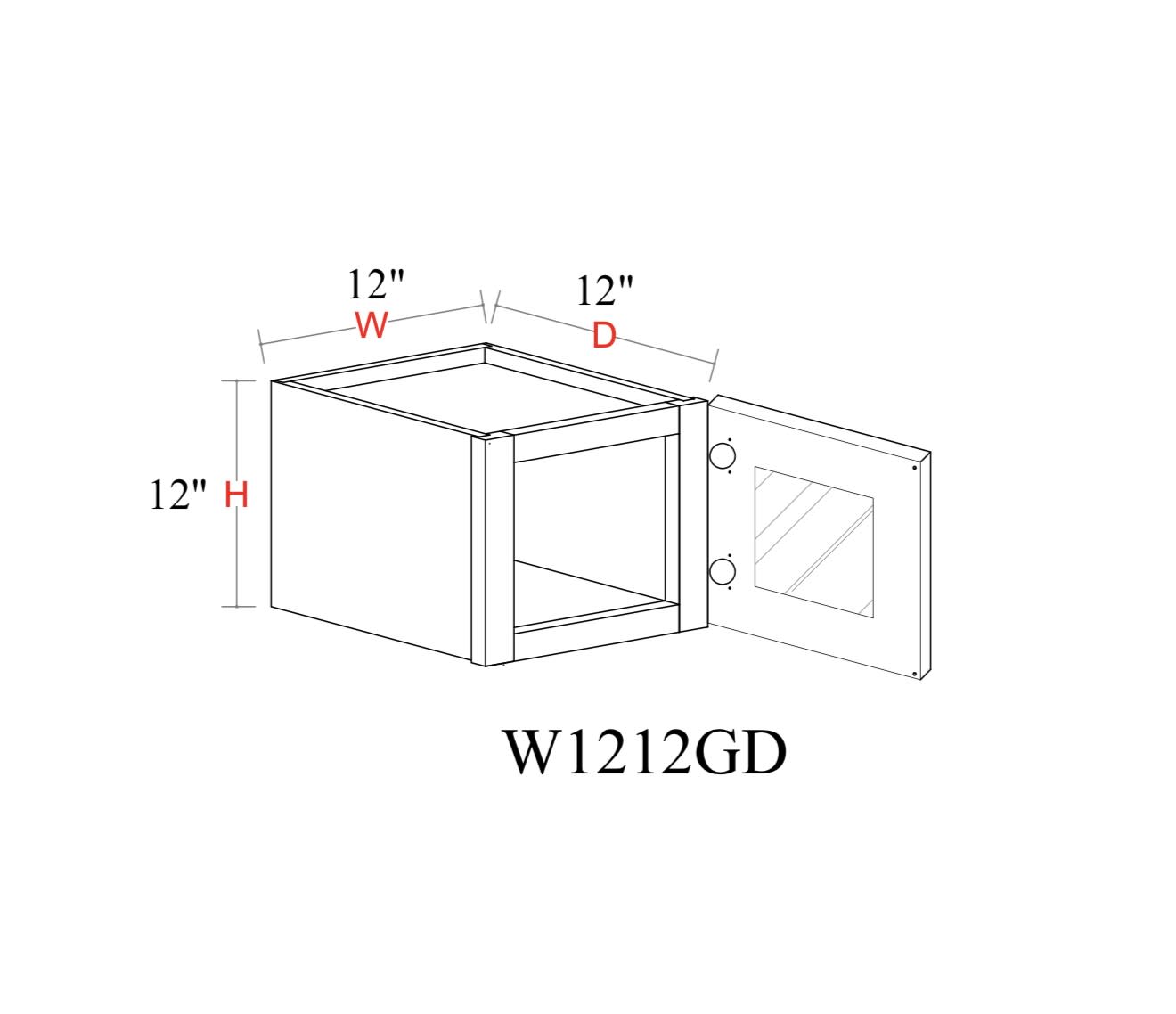 Wall Cabinet - 12"W x 12"H x 12"D Glass Door Only