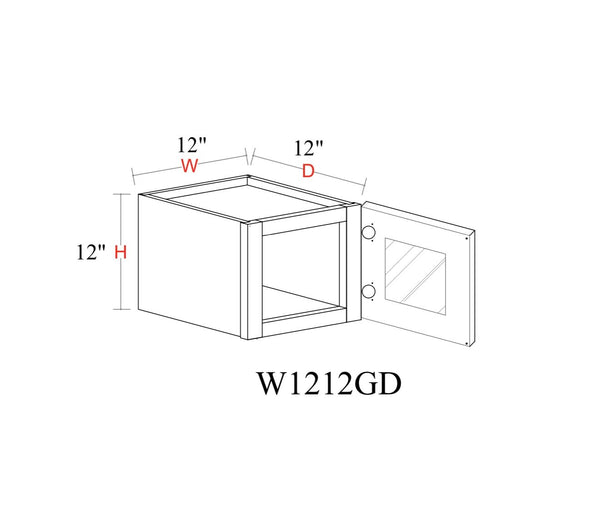 Wall Cabinet - 12"W x 12"H x 12"D Glass Door Only