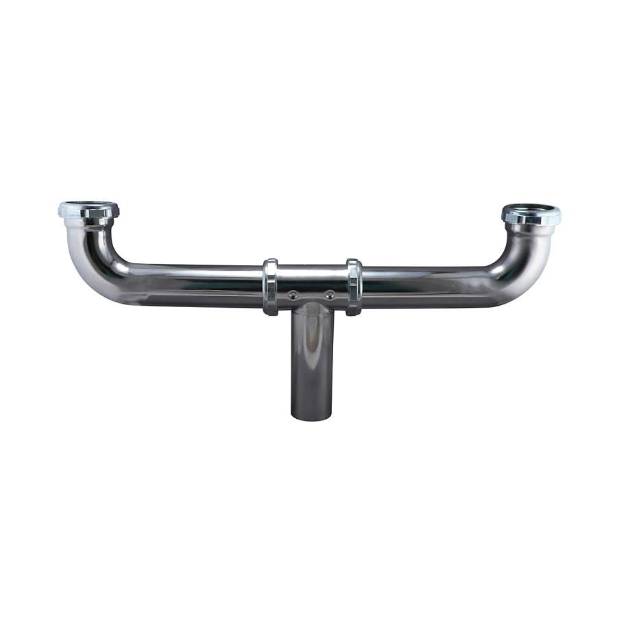 Continuous Waste, Center Outlet, 1-1/2 in, Brass, 20 ga, Polished Chrome