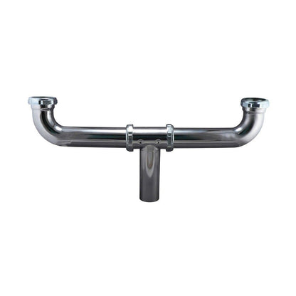 Continuous Waste, Center Outlet, 1-1/2 in, Brass, 20 ga, Polished Chrome