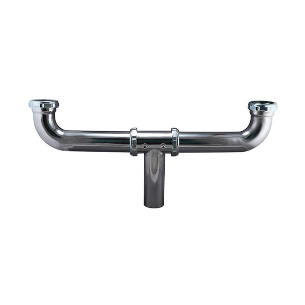 Continuous Waste, Center Outlet, 1-1/2 in, Brass, 20 ga, Polished Chrome