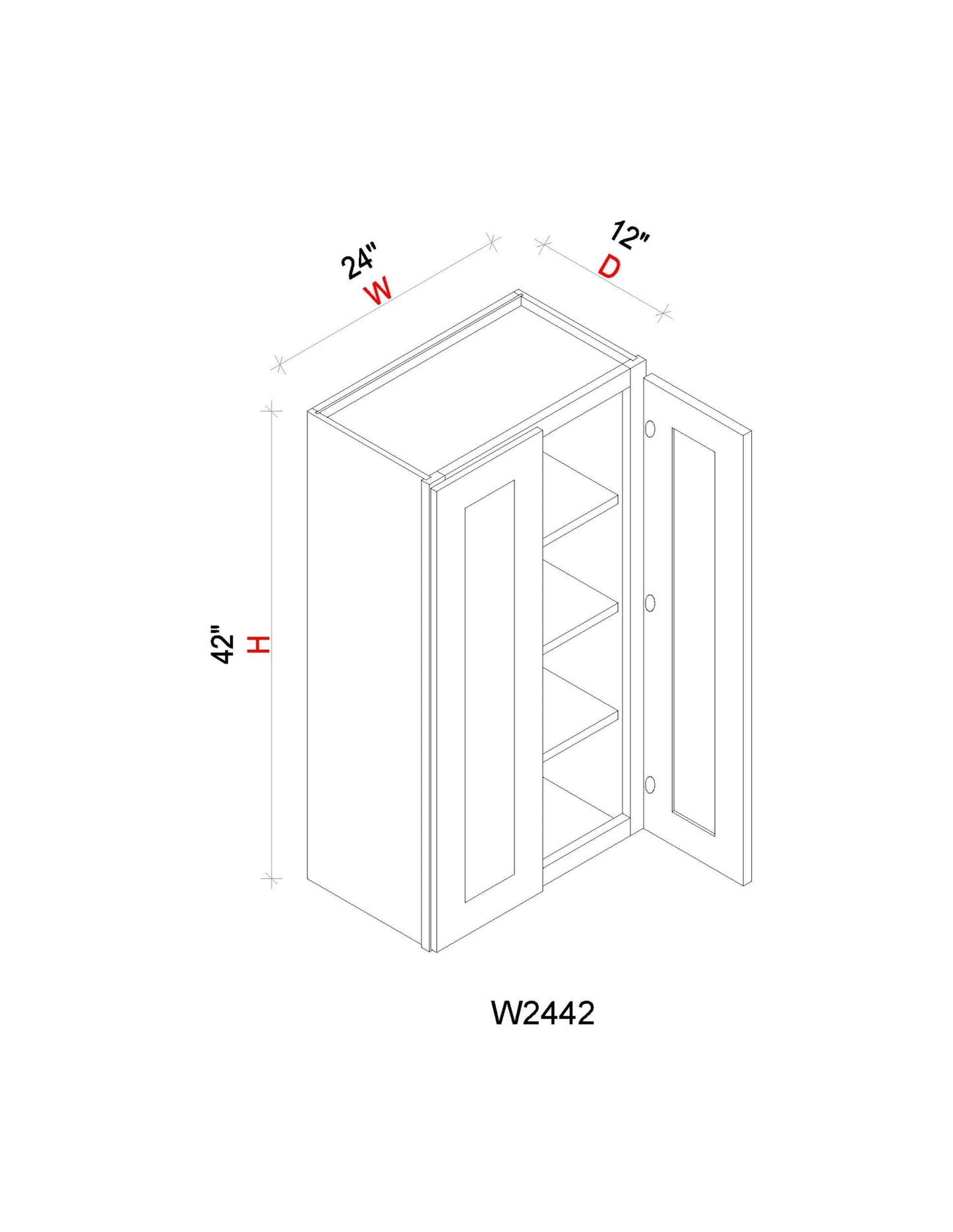 Wall Cabinet - 24"W x 42"H x 12"D