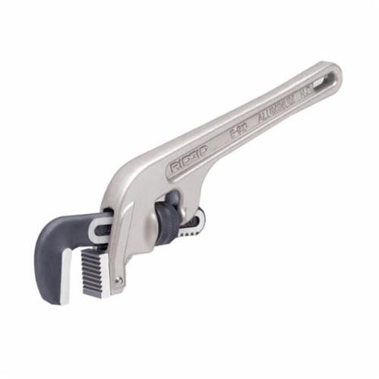 End Pipe Wrench, 2-1/2 in, 18 in OAL, Floating Forged Hook Jaw, Aluminum Handle, Silver