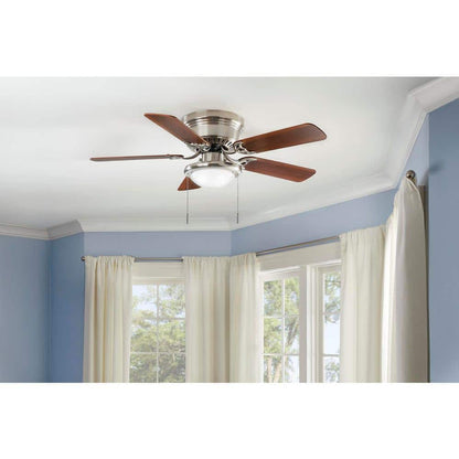 Hugger 44 in. LED Indoor Brushed Nickel Ceiling Fan with Light Kit