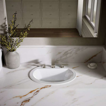 Bryant 20-1/8" Oval Vitreous China Drop In Bathroom Sink with Overflow and 3 Faucets Holes at 8" Centers
