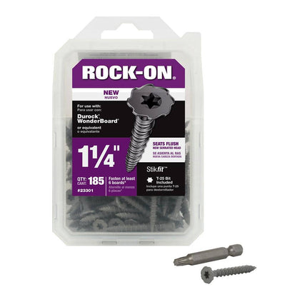 Rock-on #9 x 1-1/4 in. Serrated Flat Head Star Drive Cement Board Screws (185-Pack)