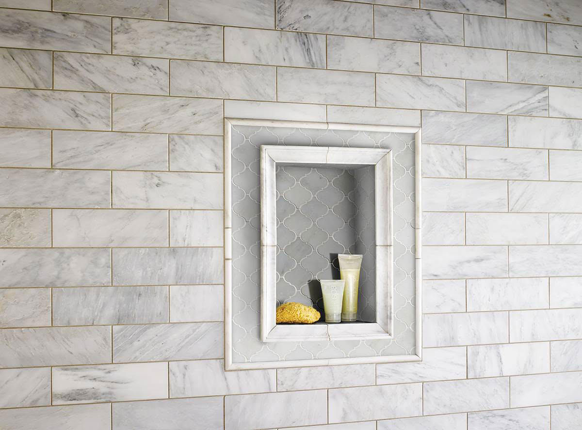 Greecian White Arabesque Tile