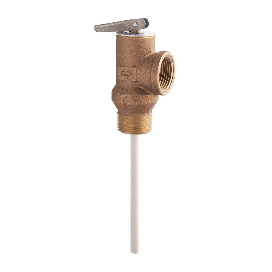 Temperature & Pressure Relief Valve, 3/4 in, MNPT x FNPT, Copper Alloy