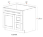 Vanity Sink Base Cabinet with Drawers Right - 30"W * 34- 1/2"H * 21"D