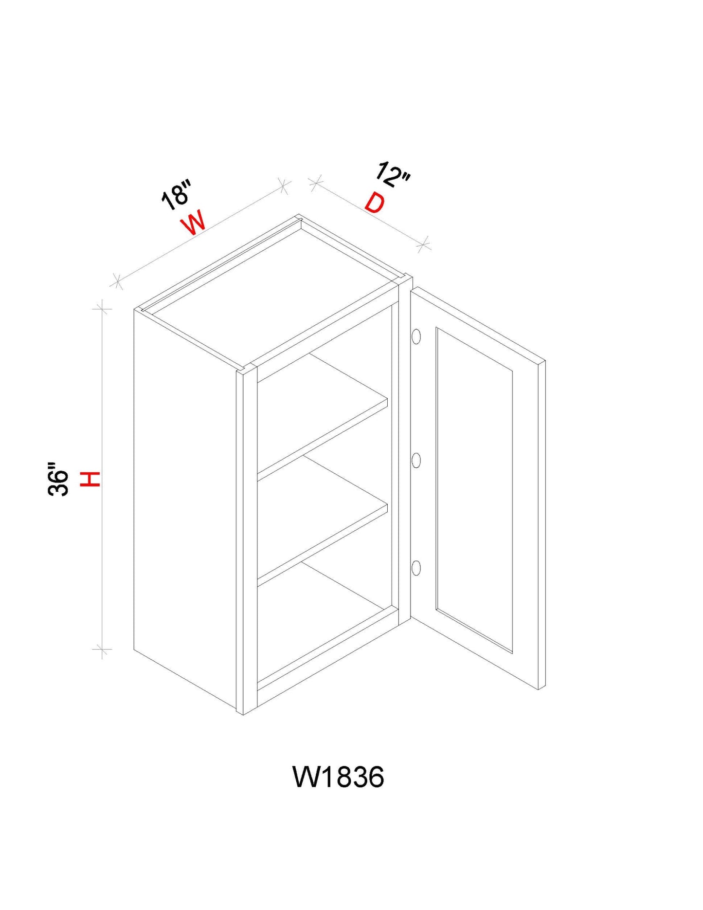 Wall Cabinet - 18"W x 36"H x 12"D