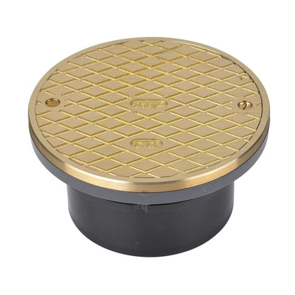 84000 Floor Drain, 4 in Outlet, Socket, 6 in Round Brass Top