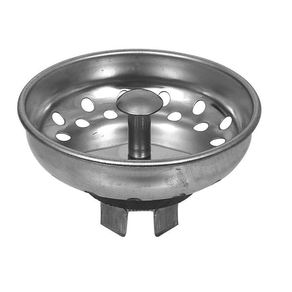 Lucky 7 Sink Basket Strainer, Polished Chrome Plated Brass Body w/ Stainless Steel 4-Prong Basket