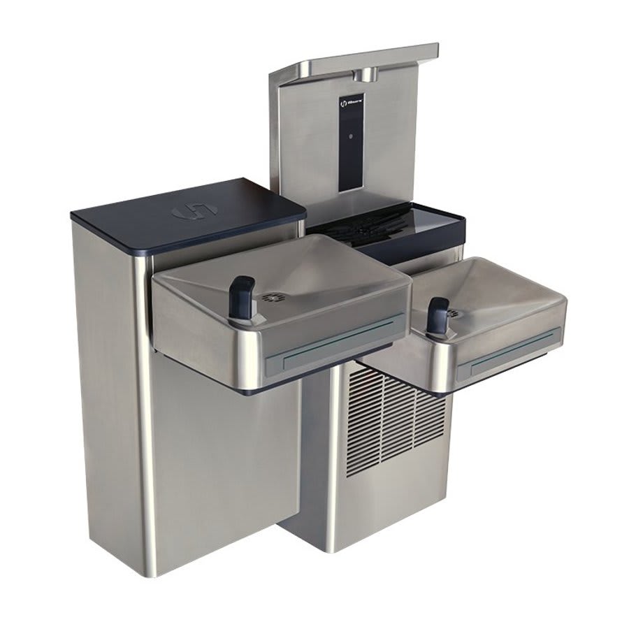 Wall-Mounted Elec Bi-Level Cooler ADA Stainless Steel With Bottle Filler