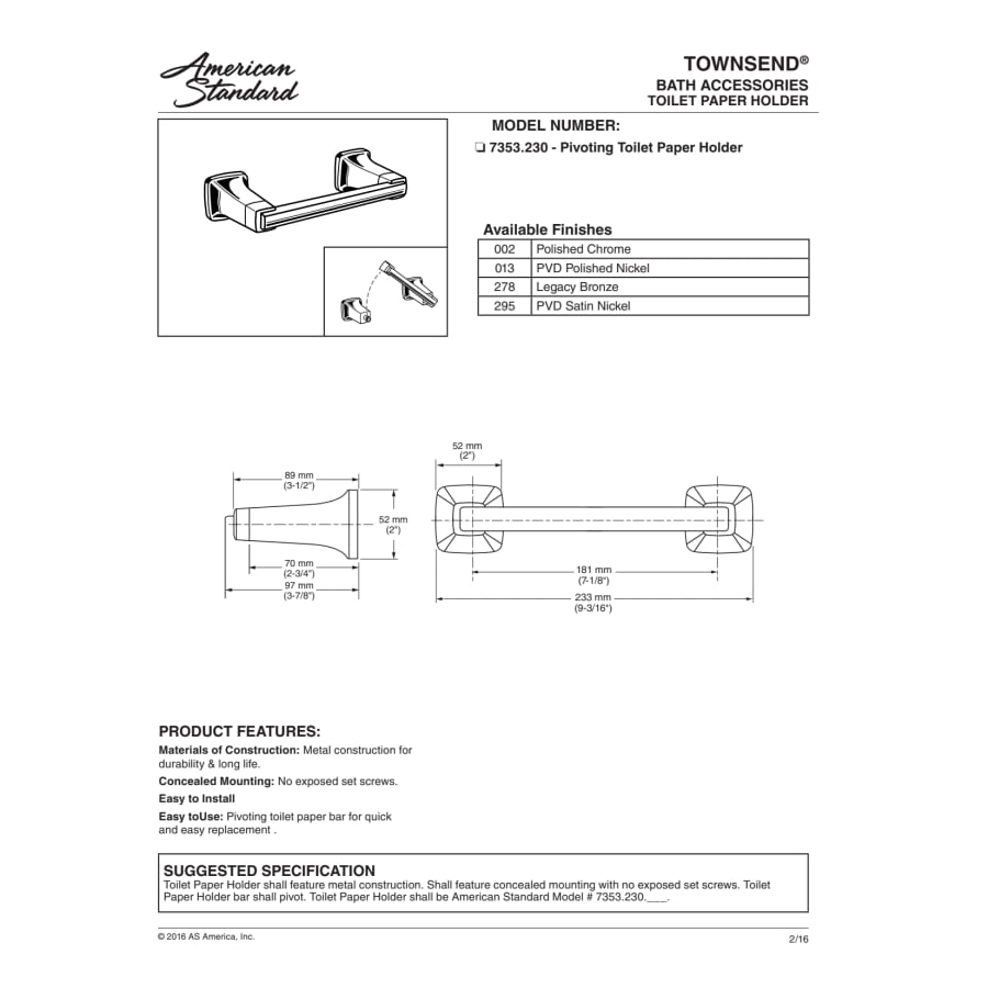 Townsend Pivoting Toilet Paper Holder