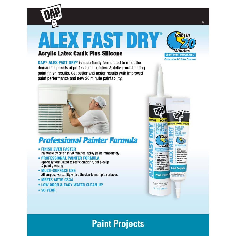 DAP Alex Fast Dry 10.1 oz. White Acrylic Latex Plus Silicone Caulk