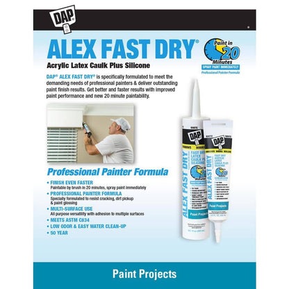 DAP Alex Fast Dry 10.1 oz. White Acrylic Latex Plus Silicone Caulk