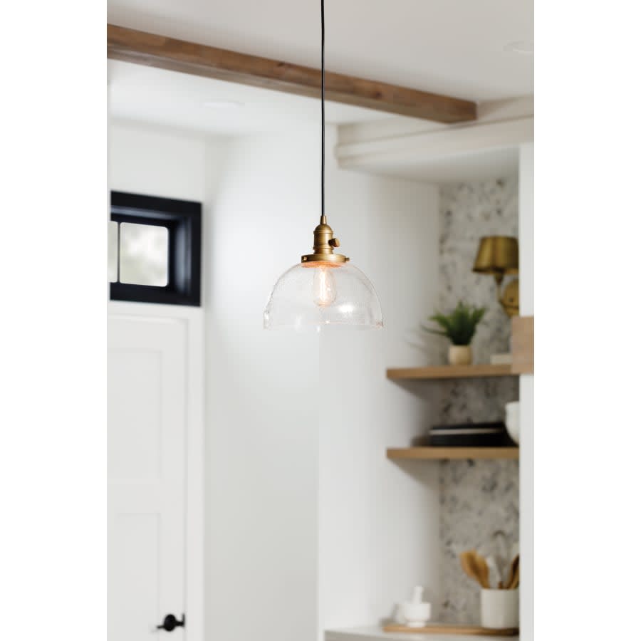 Avery Single Light 10" Wide Pendant with Clear Seedy Glass Shade