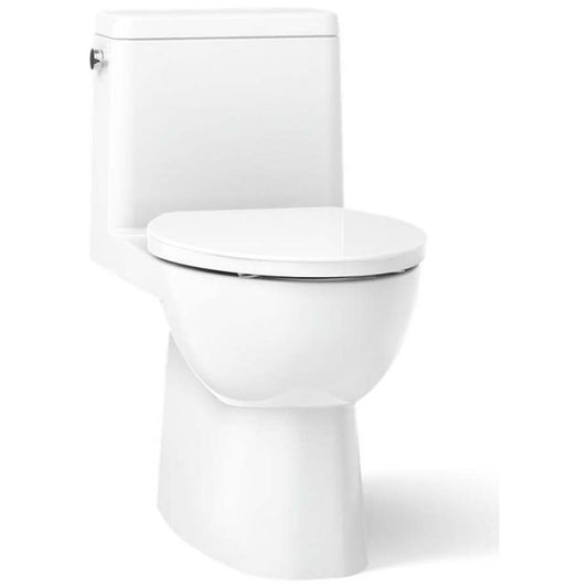 Reach 1.28 GPF One-Piece Compact Elongated Chair Height Toilet with Skirted Trapway and Left Hand Trip Lever - Seat Included