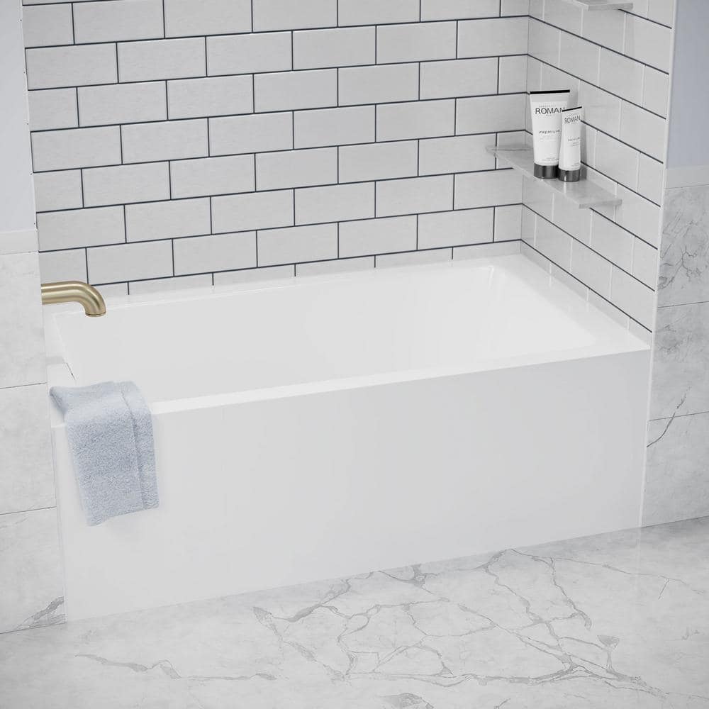 Grayley 60 in. L x 30 in. W Acrylic Left Hand Drain Rectangular Alcove Bathtub in White with Chrome Trim