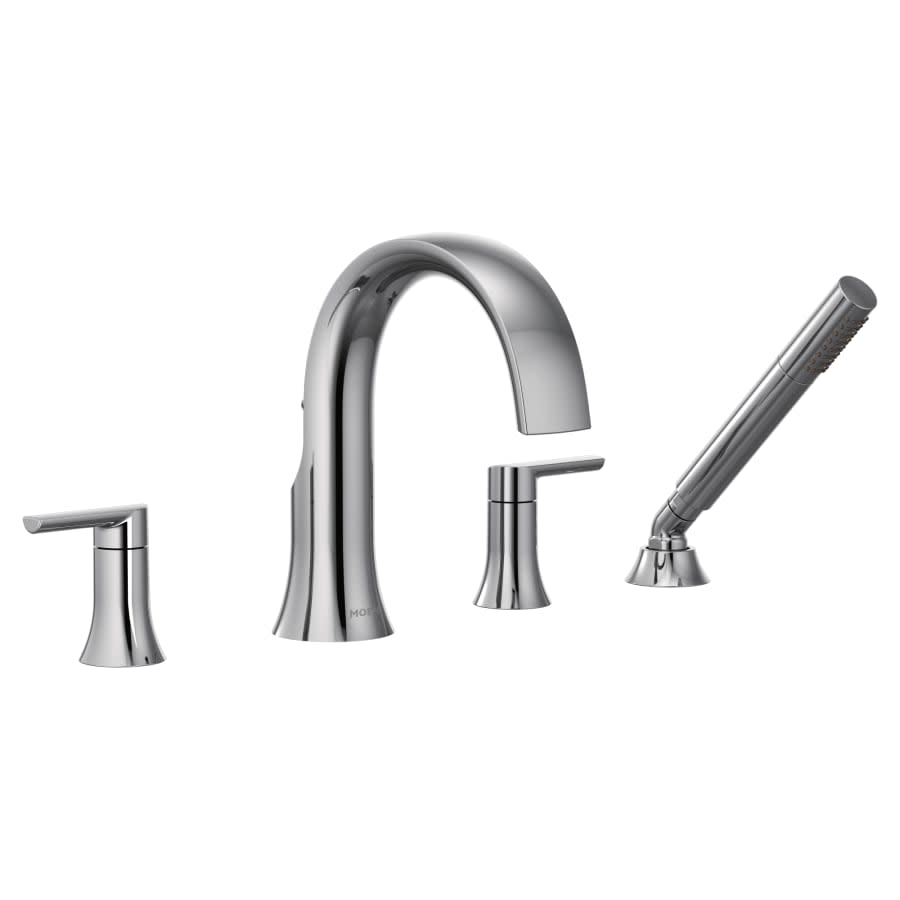 Doux Widespread Deck Mounted Roman Tub Filler with Built-In Diverter - Includes 1.75 GPM Hand Shower