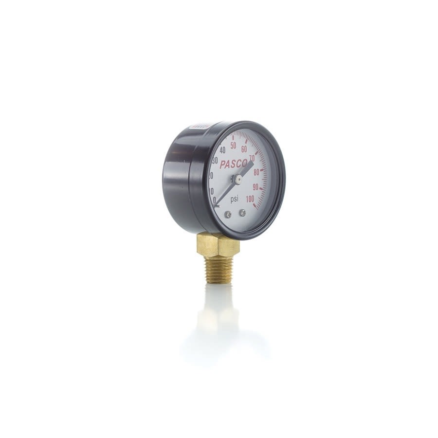 Pressure Gauge, 2 in Dia Dial, 0 to 100 psi, 1/4 in MNPT Bottom Connection