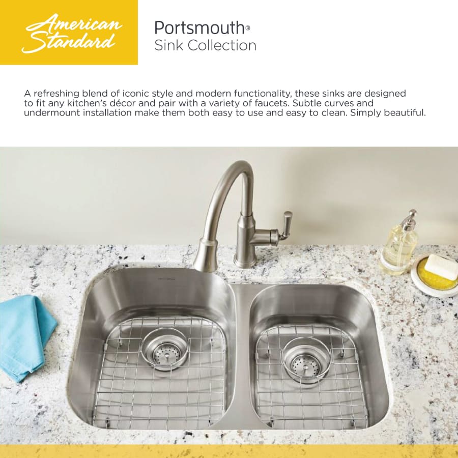 Portsmouth 17-13/16" Single Basin Stainless Steel Kitchen Sink for Undermount Installations - Drain Included