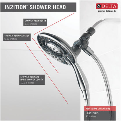 In2ition 1.75 GPM 2-in-1 Multi Function Shower Head and Hand Shower with 60" Hose - Limited Lifetime Warranty