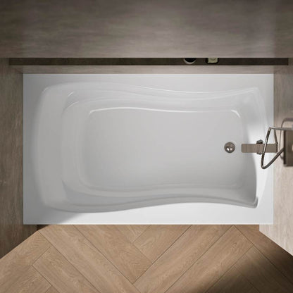 Mariposa Collection 60" Three Wall Alcove Soaking Bath Tub with Right Hand Drain, Apron, Tile Flange and Textured Bottom
