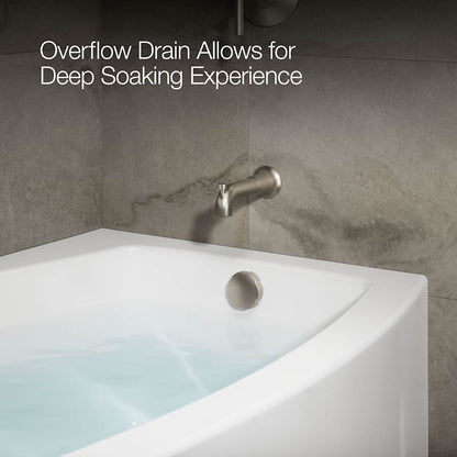 Expanse Collection 60" Three Wall Alcove Curved Integral Apron Bath Tub with Right Hand Drain