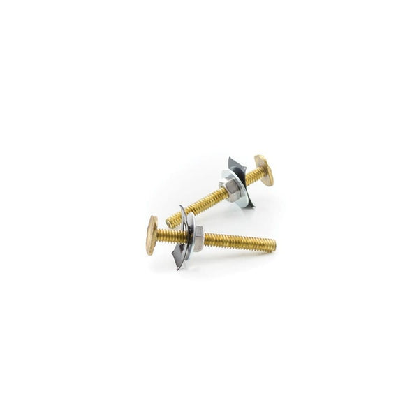 Closet Bolt Set, 1/4 x 2-1/4 in L Thread, Brass