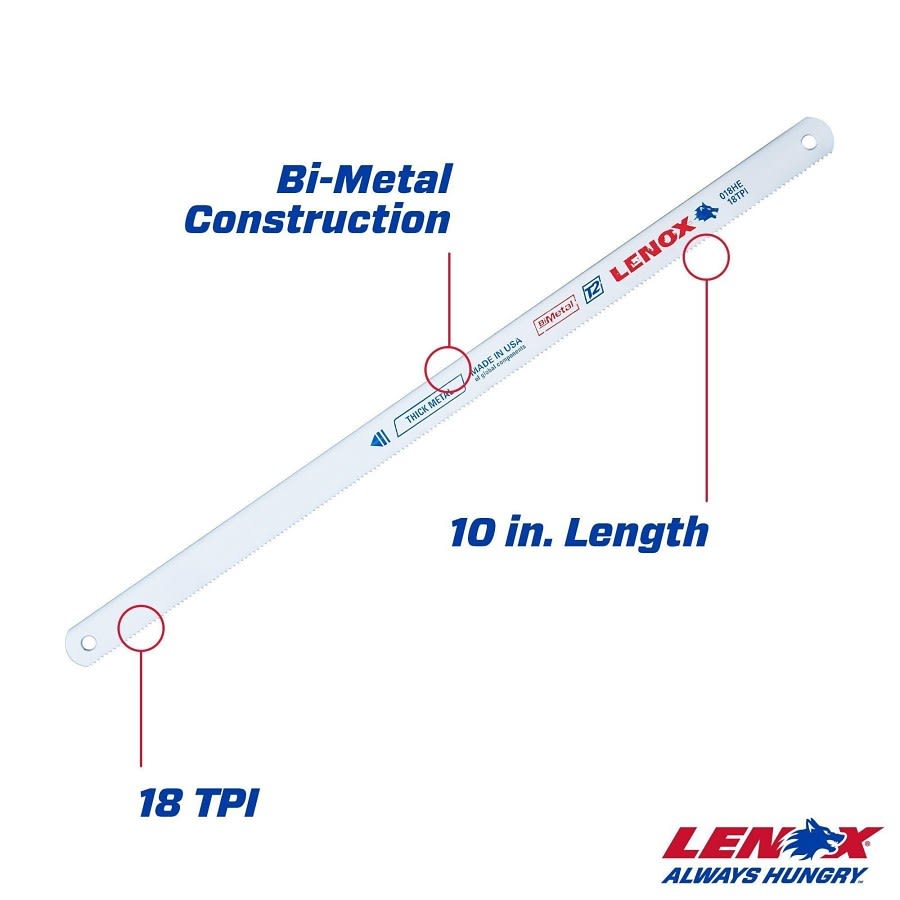 Hacksaw Blade, 12 in L Blade, HSS Cutting Edge, 14, Bi-Metal Blade, 10-Pack