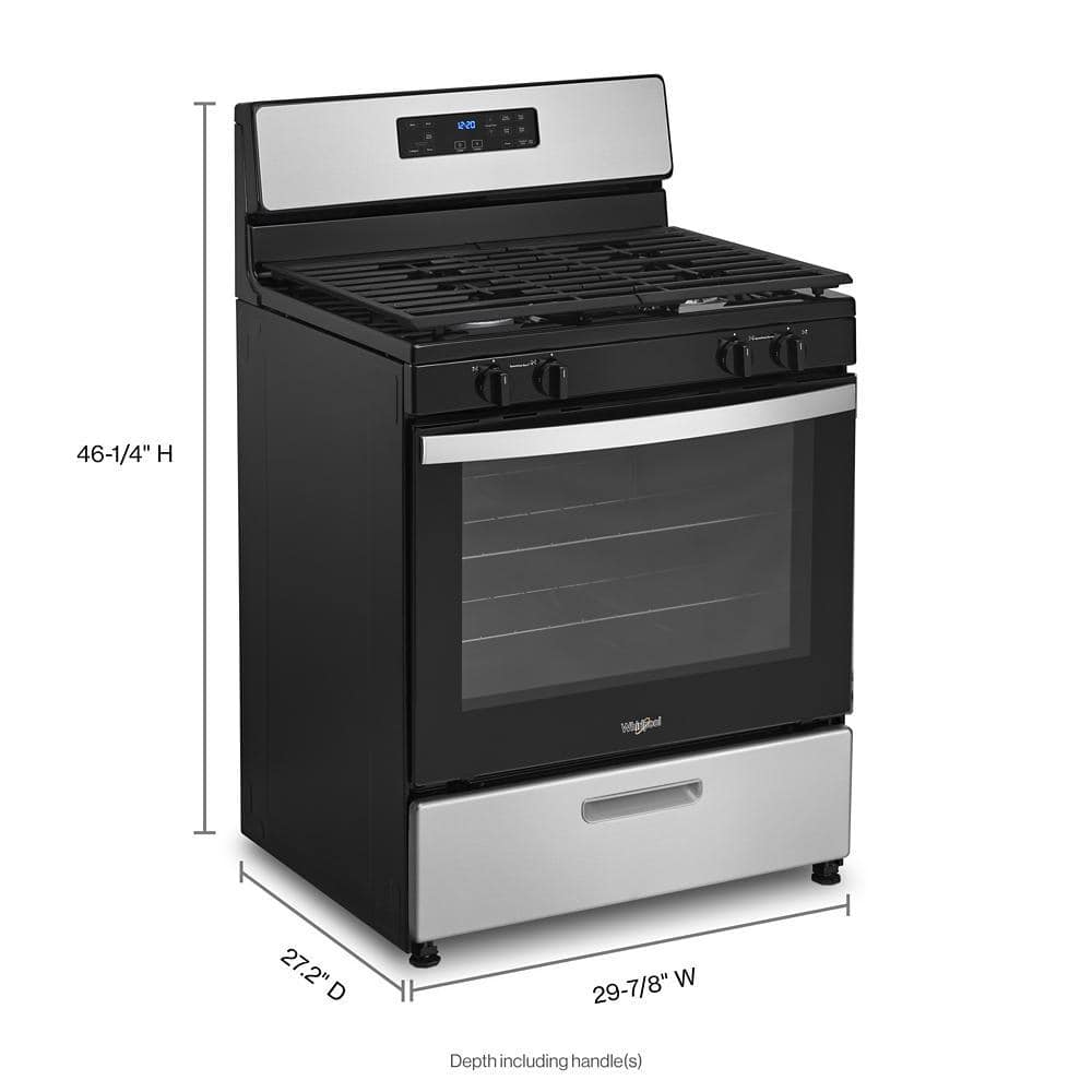 30"W 5.1Cuft F/S 4B Gas Range Stainless Steel