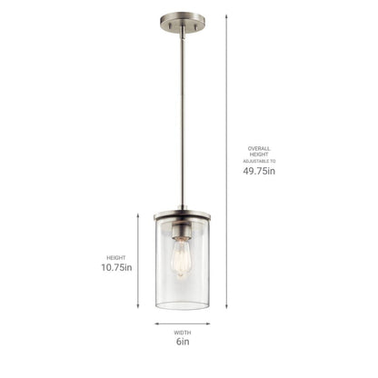 Crosby Single Light 6" Wide Mini Pendant with Clear Glass Shade