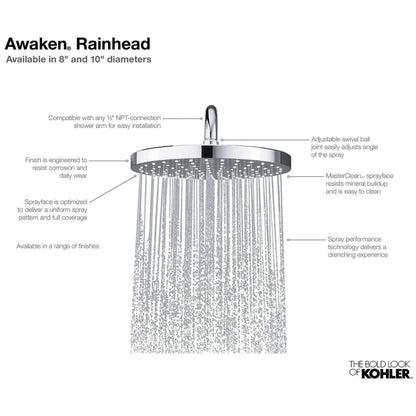 Awaken 1.75 GPM Rain Shower Head with MasterClean Spray face